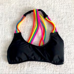 Black & Rainbow Bikini Top